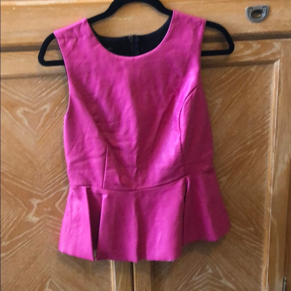 INC Faux Leather Pink Peplum Tank/Shell